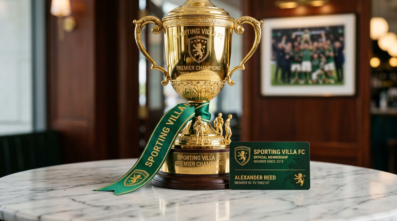 Troféu do Sporting Villa e carteirinha de sócio torcedor